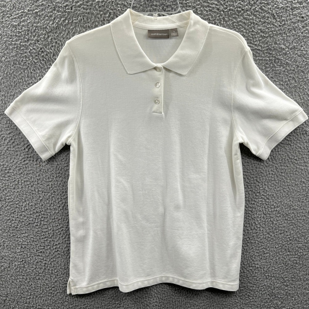 Womens Polo Shirt L Classic Preppy Minimalist Golf Tennis Casual Workwear Travel
